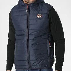 Grosses soldes 🤩 Doudoune Capuche Sans Manches Vamigo Bleu Marine de Geographical Norway ❤️