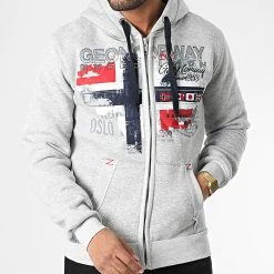 Grosses soldes 😍 Sweat Zippé Capuche Getchup Gris Chiné de Geographical Norway 🔔 -Geographical Norway Soldes Boutique geographical norway 347118 GETCHUP BLENDED GREY 20221110T150826 03