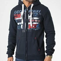 Meilleure vente 🎁 Sweat Zippé Capuche Getchup Bleu Marine de Geographical Norway 💯 -Geographical Norway Soldes Boutique geographical norway 347119 GETCHUP NAVY 20221109T160015 03