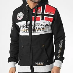 Meilleure vente 🔥 Sweat Zippé Capuche Flyer Noir de Geographical Norway 💯 -Geographical Norway Soldes Boutique geographical norway 347125 FLYER BLACK NORWAY 20221109T155650 03