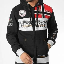 Meilleure vente 🔥 Sweat Zippé Capuche Flyer Noir de Geographical Norway 💯 -Geographical Norway Soldes Boutique geographical norway 347125 FLYER BLACK NORWAY 20221109T155651 04