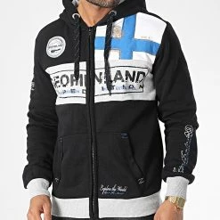 Acheter 🛒 Sweat Zippé Capuche Flyer Noir de Geographical Norway ⭐