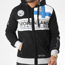 Acheter 🛒 Sweat Zippé Capuche Flyer Noir de Geographical Norway ⭐ -Geographical Norway Soldes Boutique geographical norway 347128 FLYER BLACK FINLAND 20221109T155758 03