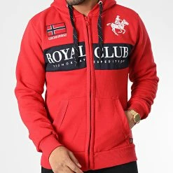 Promo 🎁 Sweat Zippé Capuche Fahorse Rouge de Geographical Norway 👍 -Geographical Norway Soldes Boutique geographical norway 347138 FAHORSE RED 20221109T161548 03