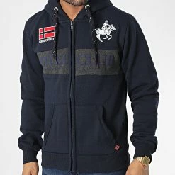 Le moins cher 🎁 Sweat Zippé Capuche Fahorse Bleu Marine de Geographical Norway 🔥 -Geographical Norway Soldes Boutique geographical norway 347139 FAHORSE NAVY 20221110T151809 03