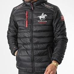 Budget 😉 Doudoune Capuche Brick Noir de Geographical Norway 😉
