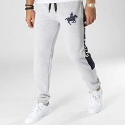 Nouveau 😉 Pantalon Jogging A Bandes Mahorse Gris Chiné de Geographical Norway 🌟