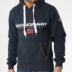 Le moins cher 🧨 Sweat Capuche Golivier Bleu Marine de Geographical Norway 🥰