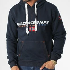 Le moins cher 🧨 Sweat Capuche Golivier Bleu Marine de Geographical Norway 🥰 -Geographical Norway Soldes Boutique geographical norway 347241 GOLIVIER NAVY 20221110T151921 03