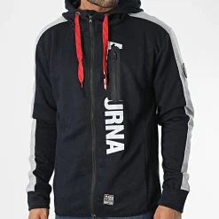 De gros ✨ Sweat Zippé Capuche Fernie Bleu Marine de Geographical Norway 🎉