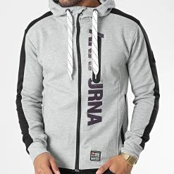 Meilleure affaire 😀 Sweat Zippé Capuche Fernie-B Gris Chiné de Geographical Norway 🔥
