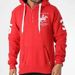 Remise 🔥 Sweat Capuche Folton Rouge de Geographical Norway 😀