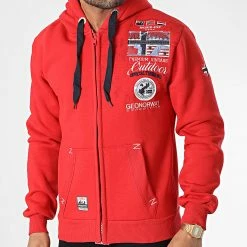 Top 10 ✨ Sweat Zippé Capuche Gotham Rouge de Geographical Norway 🔥 -Geographical Norway Soldes Boutique geographical norway 347323 GOTHAM RED 20221110T150718 03