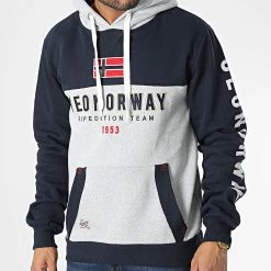Bon marché ✨ Sweat Capuche Ferato Bleu Marine Gris Chiné de Geographical Norway 🧨 -Geographical Norway Soldes Boutique geographical norway 347326 FERATO B GREY 20221110T151939 03