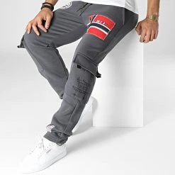 Promo 👍 Pantalon Jogging My Cargo Gris de Geographical Norway 💯 -Geographical Norway Soldes Boutique geographical norway 347351 MYCARGO D GREY 20221124T092711 03