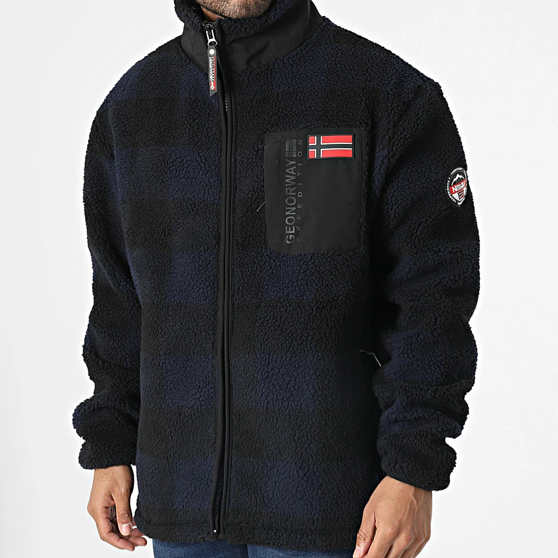 Meilleur prix 🎉 Veste Polaire Zippée A Carreaux Tripoli Noir Bleu Marine de Geographical Norway 🤩 3 Meilleur prix 🎉 Veste Polaire Zippée A Carreaux Tripoli Noir Bleu Marine de Geographical Norway 🤩 – Image 3